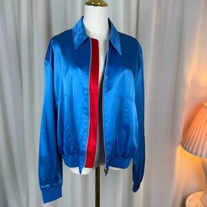 NWT Serena Bute Satin Parachute Bomber Jacket Retro Blue SS24 UK 12/US 8